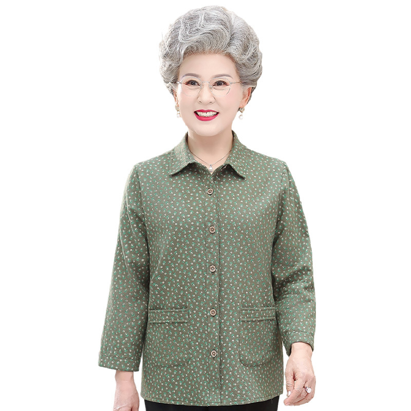 Cămașă din 100% bumbac, cu mânecă lungă, pentru femei de vârstă mijlocie și vârstnice – stil casual, vară 2025