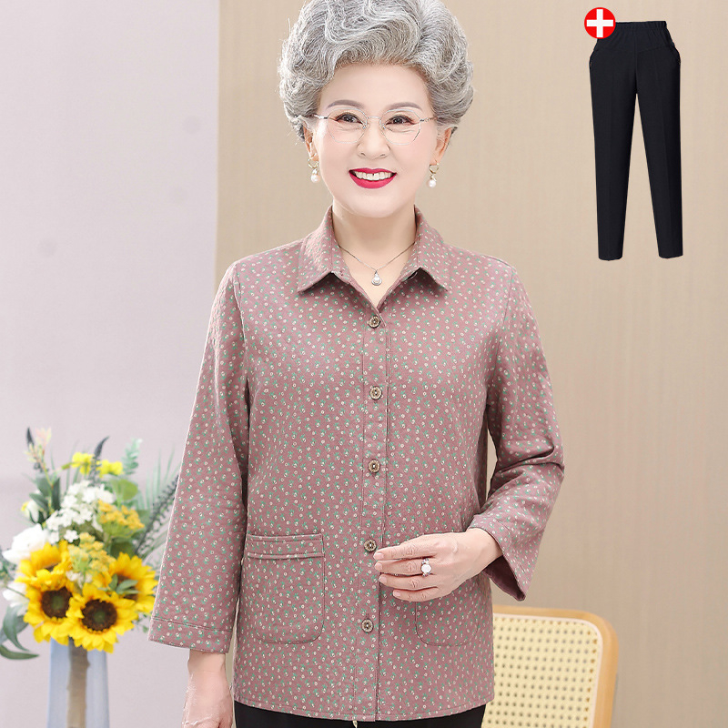 Cămașă din 100% bumbac, cu mânecă lungă, pentru femei de vârstă mijlocie și vârstnice – stil casual, vară 2025