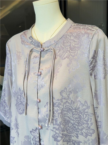 Cămașă feminină cu stil chinezesc, mâneci medii, țesătură poliester, fără călcare, stil casual, vară 2025