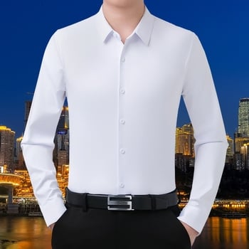 Férfi hosszú ujjú inge Rever gallérral, Mulberry selyem 96%+, karcsú szabás