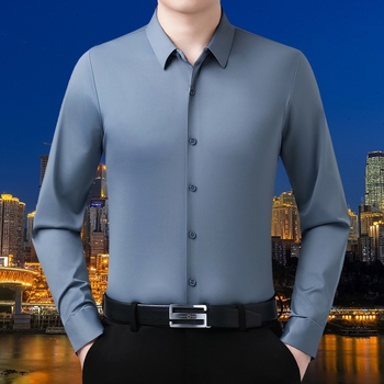 Férfi hosszú ujjú inge Rever gallérral, Mulberry selyem 96%+, karcsú szabás