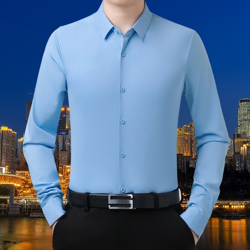 Férfi hosszú ujjú inge Rever gallérral, Mulberry selyem 96%+, karcsú szabás