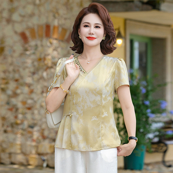 Bluza feminină de vară cu mânecă scurtă, poliester, 90–95% poliester, imprimeu cu flori rupte, vara 2025