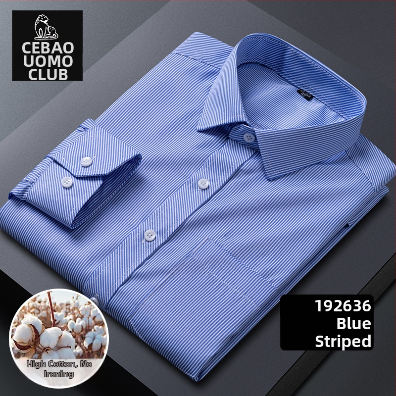 Košeľa s dlhými rukávmi, kockovaný vzor, štvorcový golier, bavlnená zmes, bez žehlenia