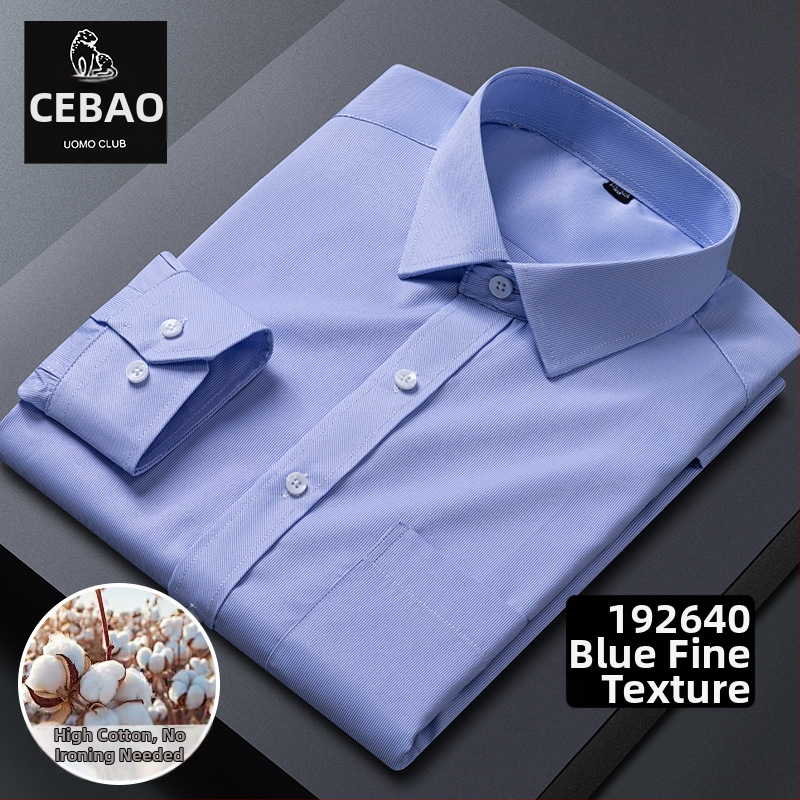 Košeľa s dlhými rukávmi, kockovaný vzor, štvorcový golier, bavlnená zmes, bez žehlenia