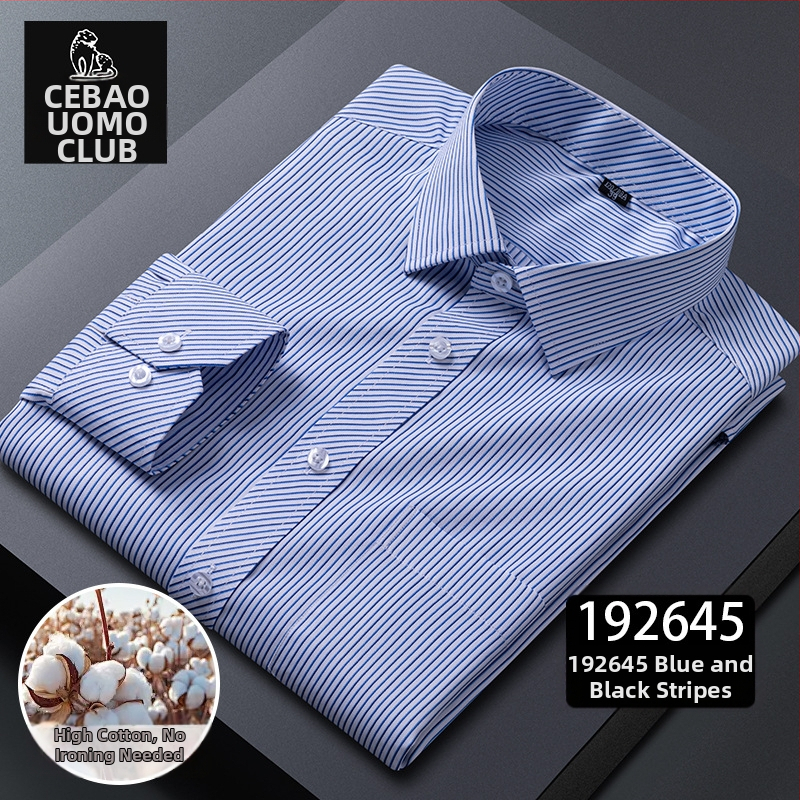 Košeľa s dlhými rukávmi, kockovaný vzor, štvorcový golier, bavlnená zmes, bez žehlenia