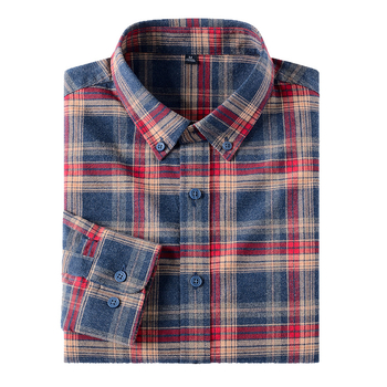 Muška košulja od 100% pamuka s flanelom, karirana, dugi rukav, jesen-zima, casual, debela
