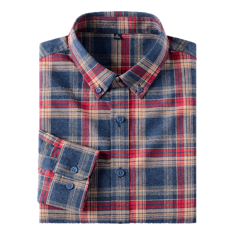 Muška košulja od 100% pamuka s flanelom, karirana, dugi rukav, jesen-zima, casual, debela