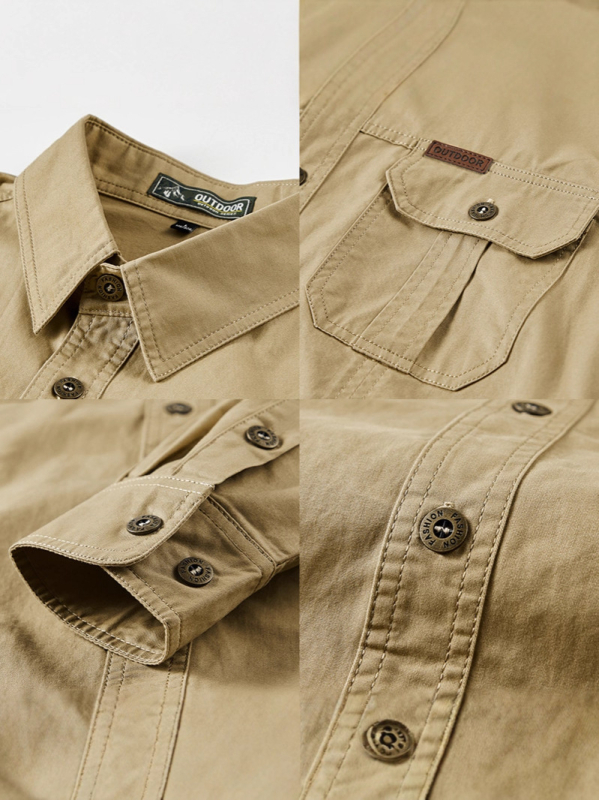 Férfi pamut ing üzleti és szabadidős viselethez, hosszú ujjú, egyszínű, bő szabásvonal, tavasz-őszi szezon