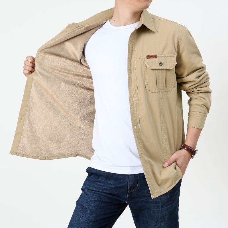Férfi pamut ing üzleti és szabadidős viselethez, hosszú ujjú, egyszínű, bő szabásvonal, tavasz-őszi szezon