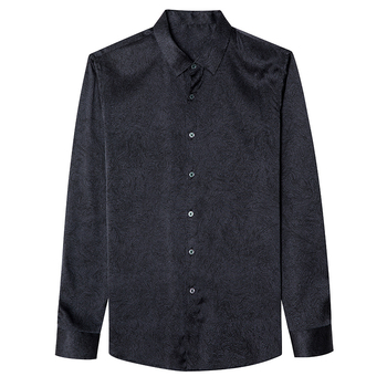 Košula od Mulberry svile sa Spandexom, dugi rukav, ovratnik Lapel, široki kroj, prozračna, bez peglanja, odvlažuje vlagu, proljeće–jesen, dnevna muška košulja srednje dobi