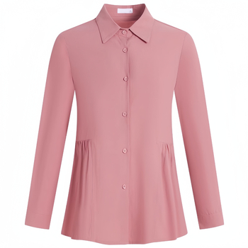 Pamut női ing hosszú ujjú, gallér (lapel), egyszínű minta, tie-dye technika, varrások, plisírozás és gombok, 70-80% pamut, spandex <30%