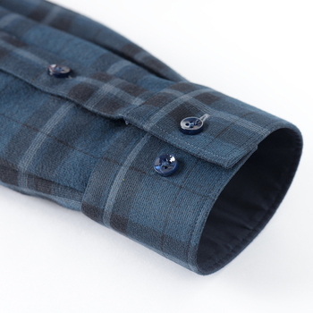 Téli meleg férfiing fleece-betéttel, kockás mintával, hosszú ujjú, négyszögletes gallérral (100% acetát rost; vastagság: plüss velúr)