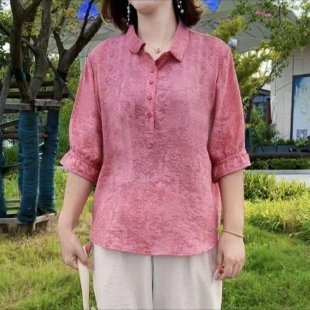 2025 nova ženska bluza za srednju dob, jacquard uzorak, opušten kroj – svakodnevni stil