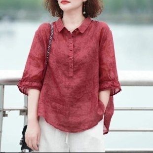 2025 nova ženska bluza za srednju dob, jacquard uzorak, opušten kroj – svakodnevni stil