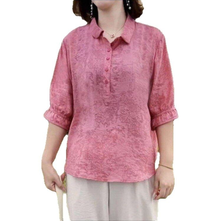 2025 nova ženska bluza za srednju dob, jacquard uzorak, opušten kroj – svakodnevni stil