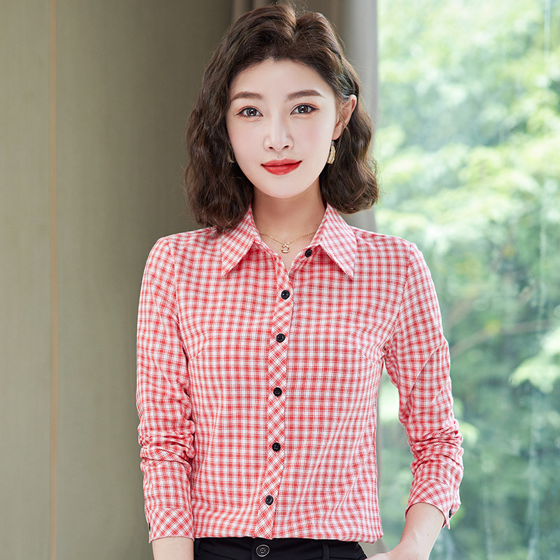 Bavlnená košeľa s mriežkovaným vzorom, dlhé rukávy, štvorcový golier