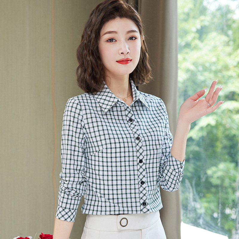 Bavlnená košeľa s mriežkovaným vzorom, dlhé rukávy, štvorcový golier