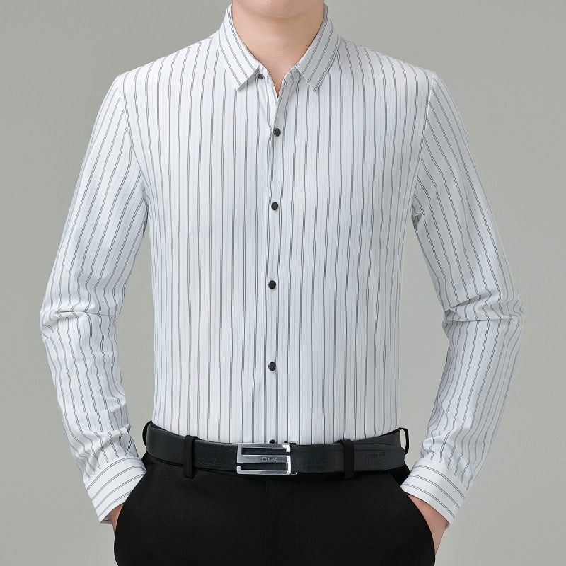 Pánska prúžkovaná bavlnená košeľa, dlhé rukávy, golier s lapelom, voľný strih, na jeseň nosenie