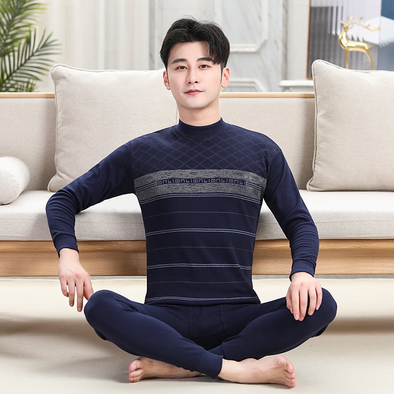 Férfiak számára készült pamut őszi melegítő készlet – kapucnis felső, hosszú ujjú, fél-turtleneck gallér, egy rétegű, 201–250 g/m²