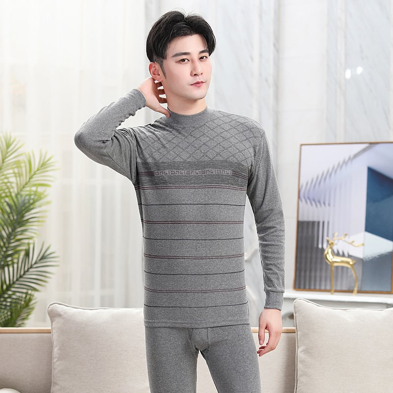 Férfiak számára készült pamut őszi melegítő készlet – kapucnis felső, hosszú ujjú, fél-turtleneck gallér, egy rétegű, 201–250 g/m²