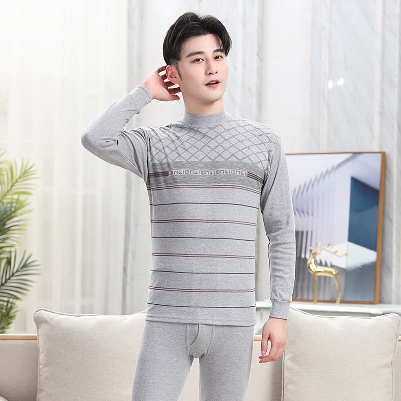 Férfiak számára készült pamut őszi melegítő készlet – kapucnis felső, hosszú ujjú, fél-turtleneck gallér, egy rétegű, 201–250 g/m²