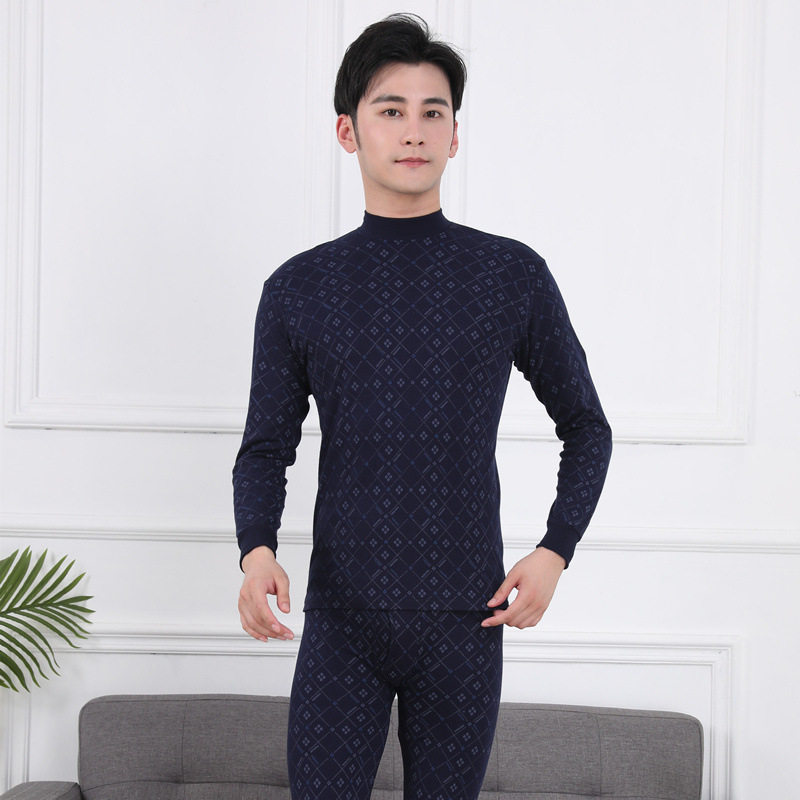 Férfiak számára készült pamut őszi melegítő készlet – kapucnis felső, hosszú ujjú, fél-turtleneck gallér, egy rétegű, 201–250 g/m²