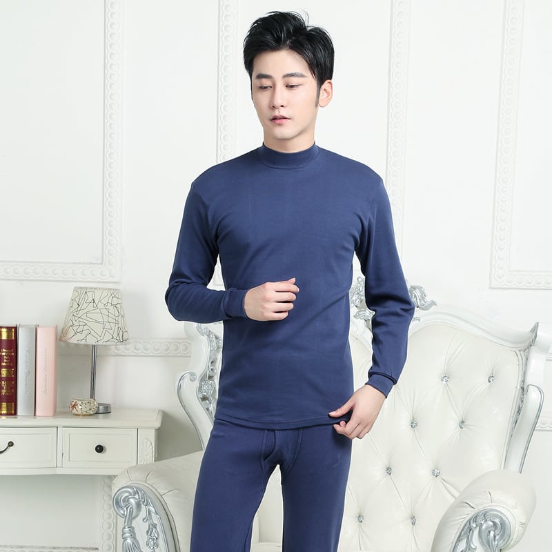 Férfiak számára készült pamut őszi melegítő készlet – kapucnis felső, hosszú ujjú, fél-turtleneck gallér, egy rétegű, 201–250 g/m²