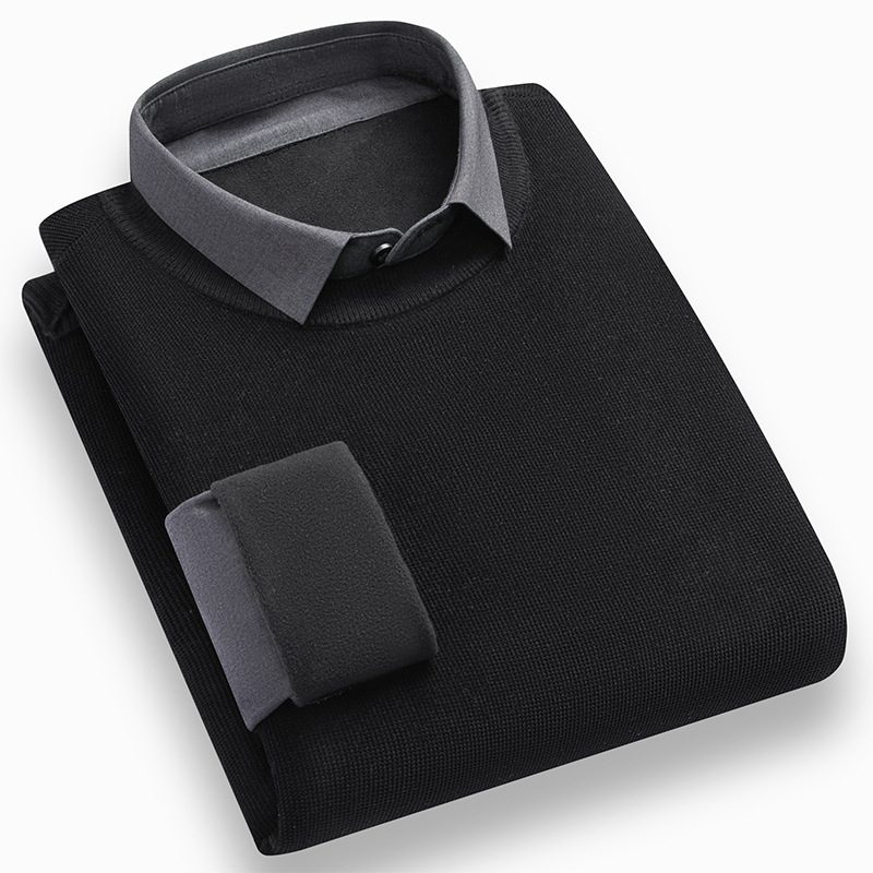 Muški pleteni džemper s izgledom košulje, jesen-zima, poslovno casual stil