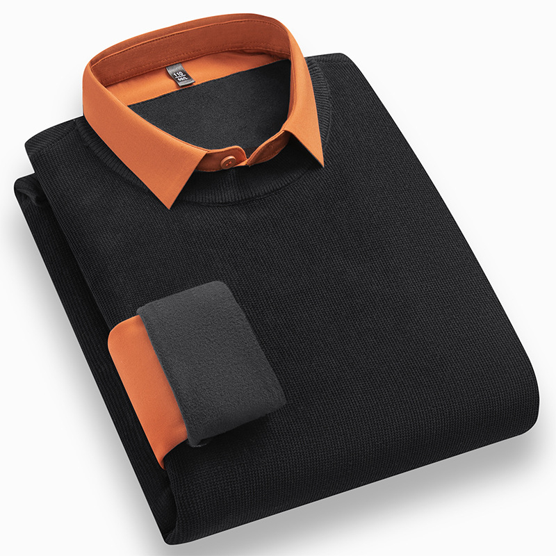 Muški pleteni džemper s izgledom košulje, jesen-zima, poslovno casual stil