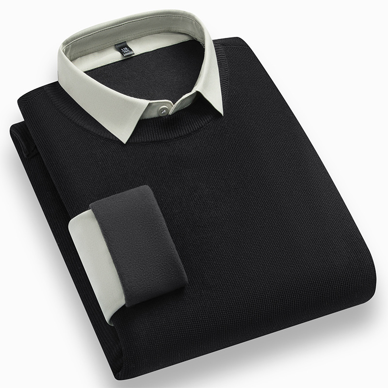 Muški pleteni džemper s izgledom košulje, jesen-zima, poslovno casual stil