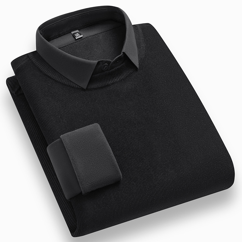 Muški pleteni džemper s izgledom košulje, jesen-zima, poslovno casual stil