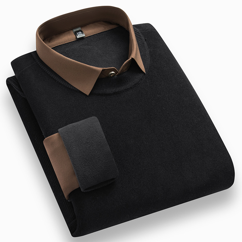 Muški pleteni džemper s izgledom košulje, jesen-zima, poslovno casual stil