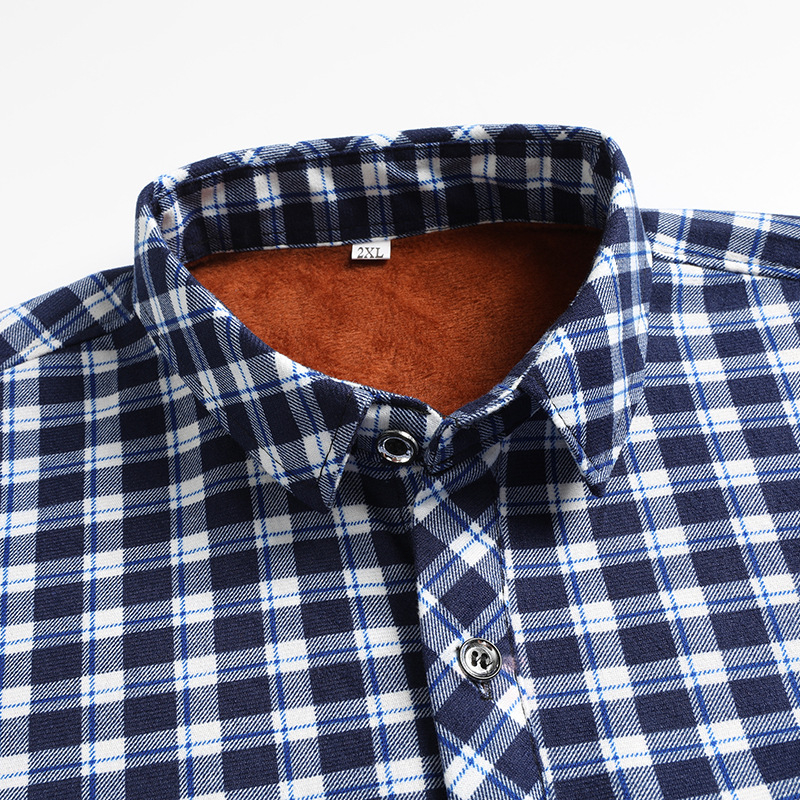 Férfi kockás ing stand gallérral, fleece béléssel a melegért, pamut–keverék anyagból, hosszú ujjú.