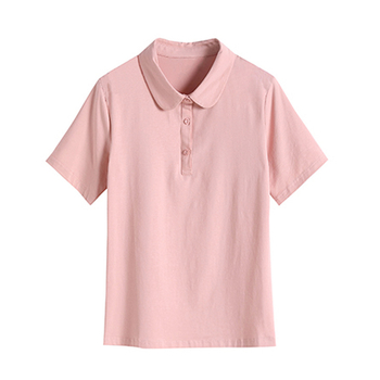 Ženska polo majica od pamuka - slobodan kroj, kratki rukavi, polo ovratnik, tri gumba