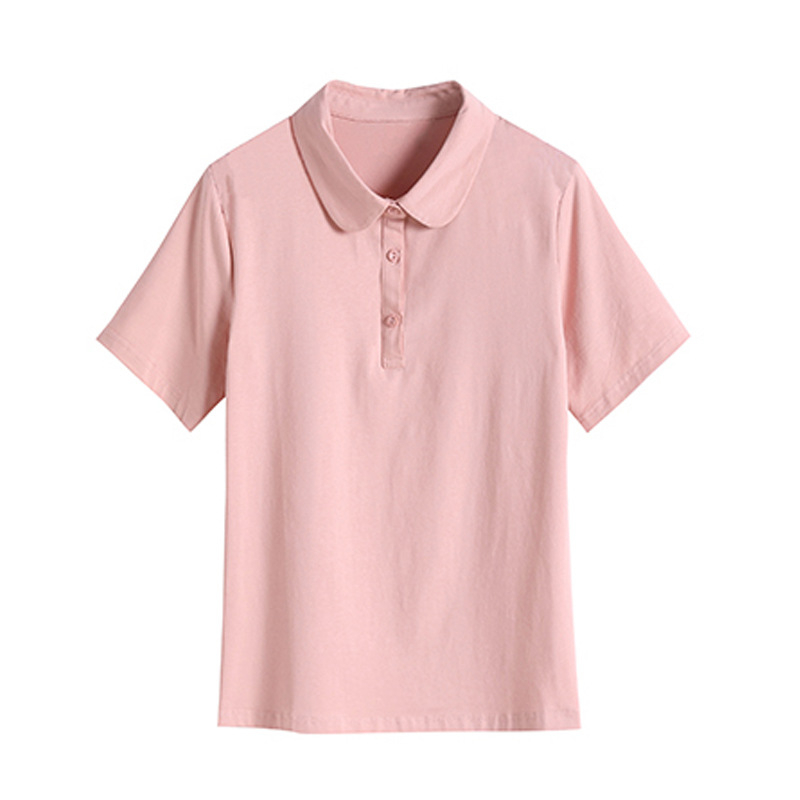 Ženska polo majica od pamuka - slobodan kroj, kratki rukavi, polo ovratnik, tri gumba