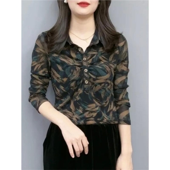 Cămașă de damă - Primăvara 2025, țesătură poliester (>95%), stil pentru naveta/temperament, finisaj la temperaturi ridicate