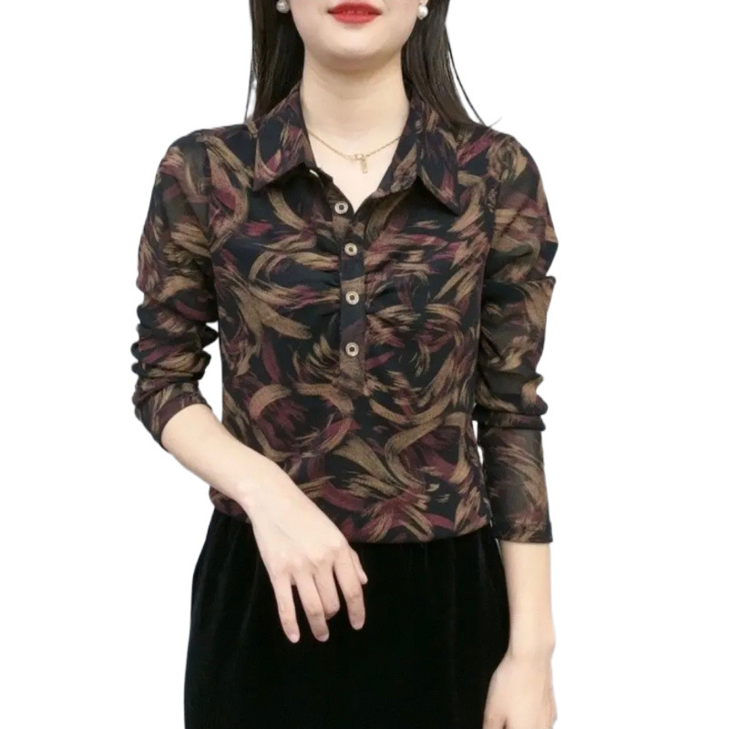 Cămașă de damă - Primăvara 2025, țesătură poliester (>95%), stil pentru naveta/temperament, finisaj la temperaturi ridicate