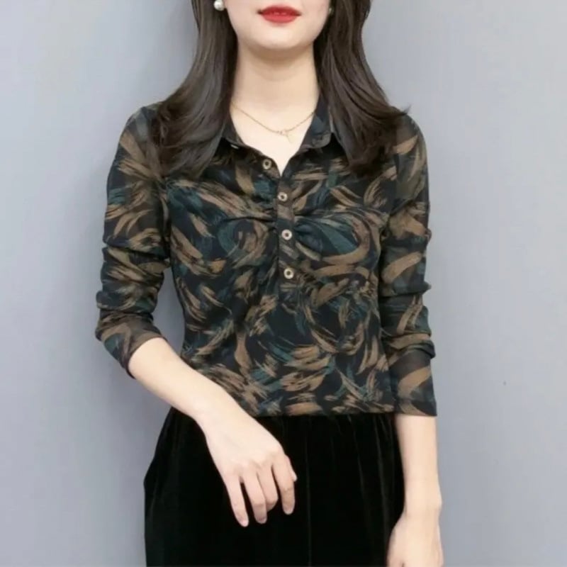 Cămașă de damă - Primăvara 2025, țesătură poliester (>95%), stil pentru naveta/temperament, finisaj la temperaturi ridicate