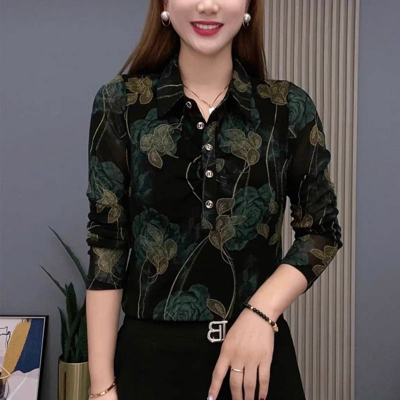 Cămașă de damă - Primăvara 2025, țesătură poliester (>95%), stil pentru naveta/temperament, finisaj la temperaturi ridicate