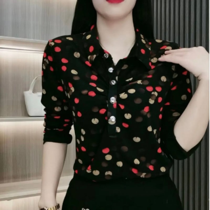 Cămașă de damă - Primăvara 2025, țesătură poliester (>95%), stil pentru naveta/temperament, finisaj la temperaturi ridicate