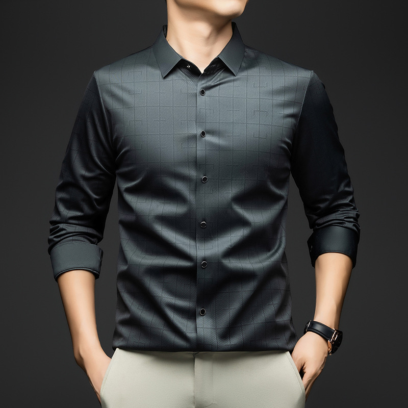 Férfi hosszú ujjú ing, 91-95% poliészter, gyűrődésmentes / vasalásmentes, lazán szabott, tavasz–ősz