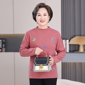 Téli melegítő felső pamut-poliészter anyagból, hosszú ujjú, fél magas gallér, normál hosszúság, mintázat