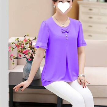 Naiste suvine šifoonbluus ümmarguse kaelusega, Feifei varrukad, väga pikad varrukad, 90-95% polüesteri koostis, ebaregulaarne äär