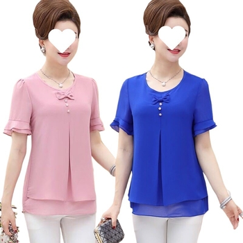 Naiste suvine šifoonbluus ümmarguse kaelusega, Feifei varrukad, väga pikad varrukad, 90-95% polüesteri koostis, ebaregulaarne äär