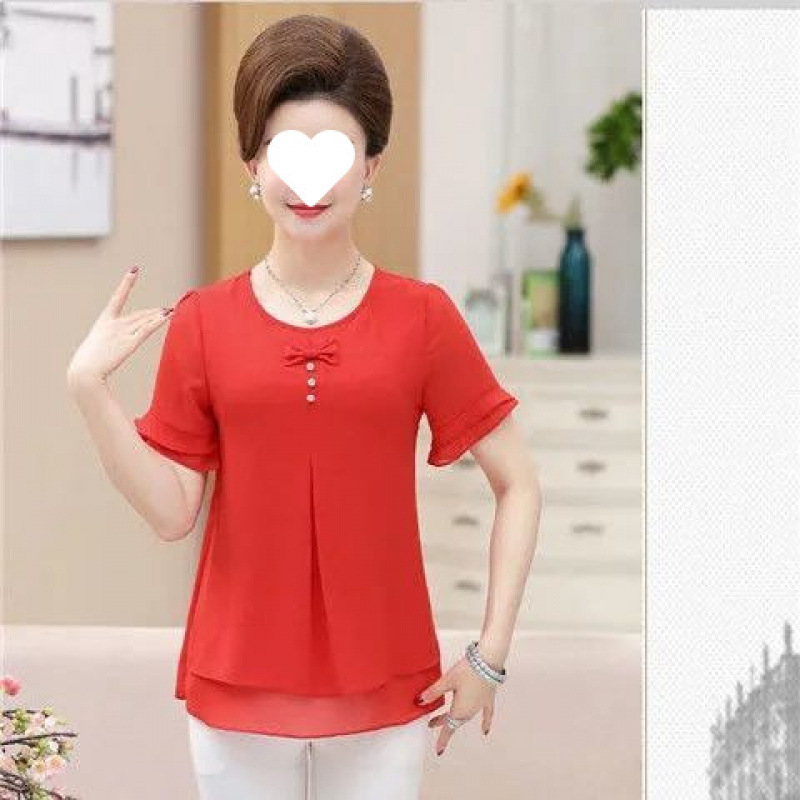 Naiste suvine šifoonbluus ümmarguse kaelusega, Feifei varrukad, väga pikad varrukad, 90-95% polüesteri koostis, ebaregulaarne äär