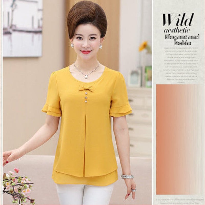 Naiste suvine šifoonbluus ümmarguse kaelusega, Feifei varrukad, väga pikad varrukad, 90-95% polüesteri koostis, ebaregulaarne äär