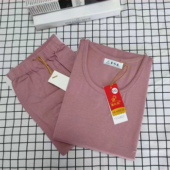 Női Lycra-pamut termikus alsónemű készlet kerek nyakú, hosszú ujjú – meleg, Spandex 80-90%