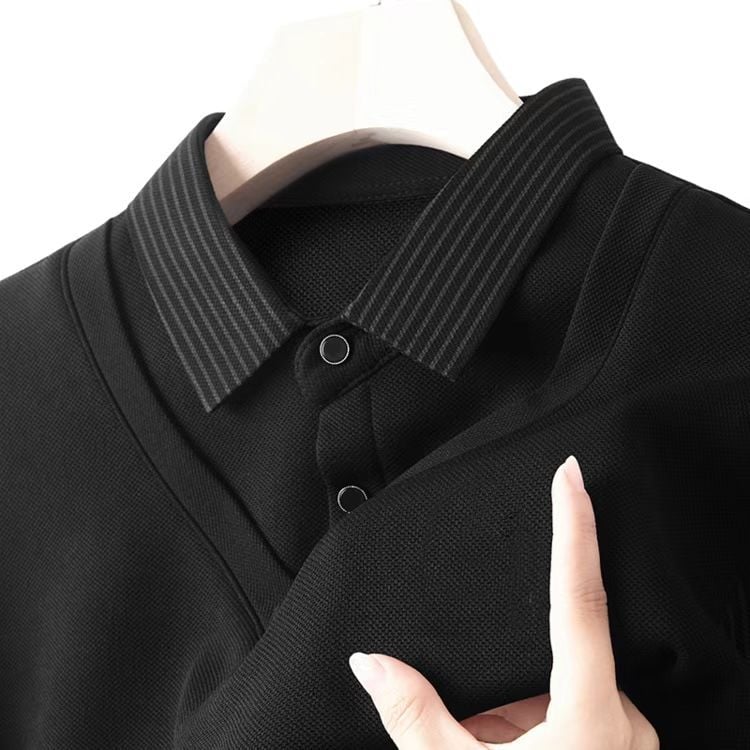 Dryžuotos polo marškinėliai su ilgomis rankovėmis, laisvas kirpimas, spauda dažymas, poliesterio 96%+