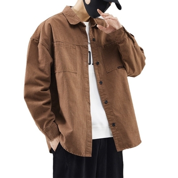 Muška kardigan-košulja, casual stil, otporna na habanje, rever kod ovratnika, dugi rukav, mješavina kemijskih vlakana (81–90% vinil-klorid)